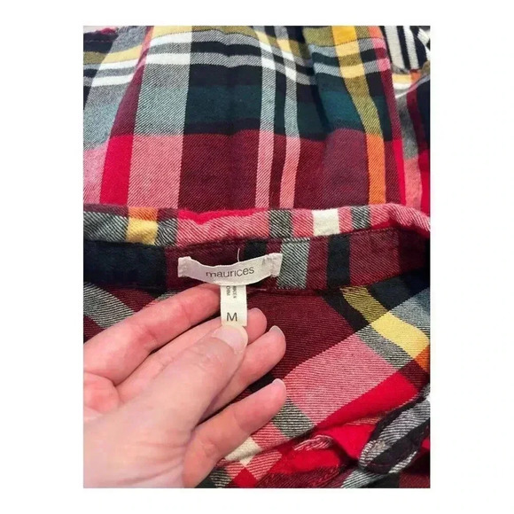 Maurices Red Plaid Button Down Shirt - Picture 4 of 4